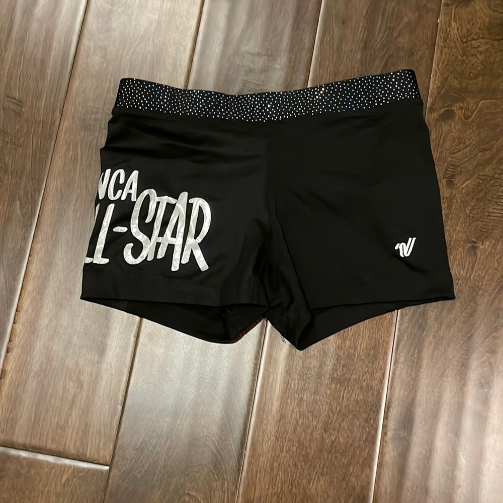 Barely Worn Varsity Nca All Star Black Sparkly Bikers